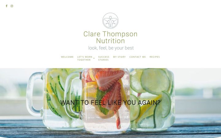 Screenshot of clarethompsonnutrition.co.uk