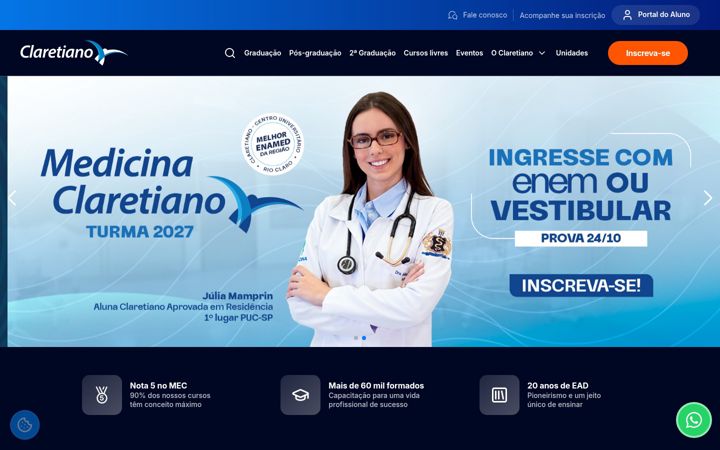 Screenshot of claretiano.edu.br