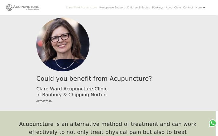 Snímek obrazovky clarewardacupuncture.co.uk