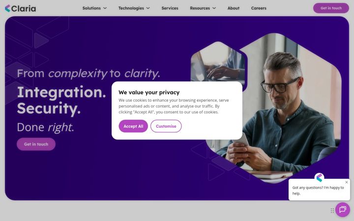 Screenshot of claria.com