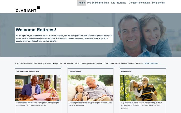 Screenshot of clariantretireebenefits.com