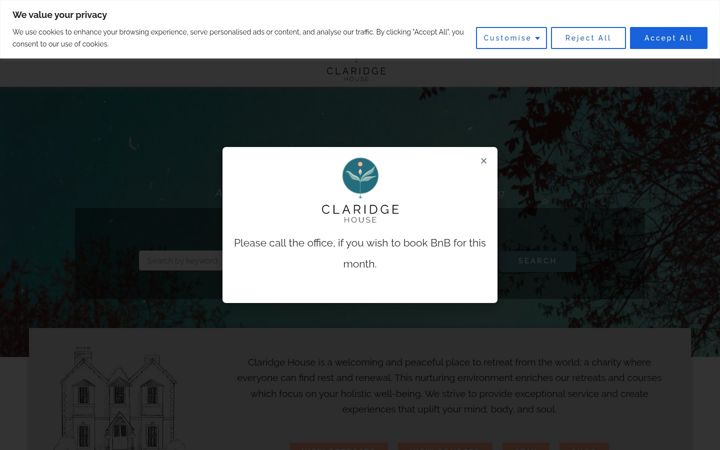 Screenshot of claridgehouse.org.uk