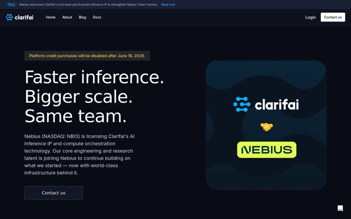 Screenshot of clarifai.com