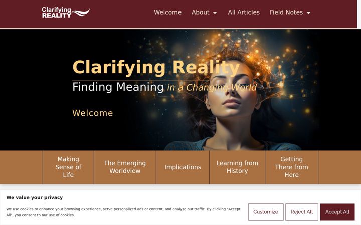 Screenshot of clarifyingreality.com