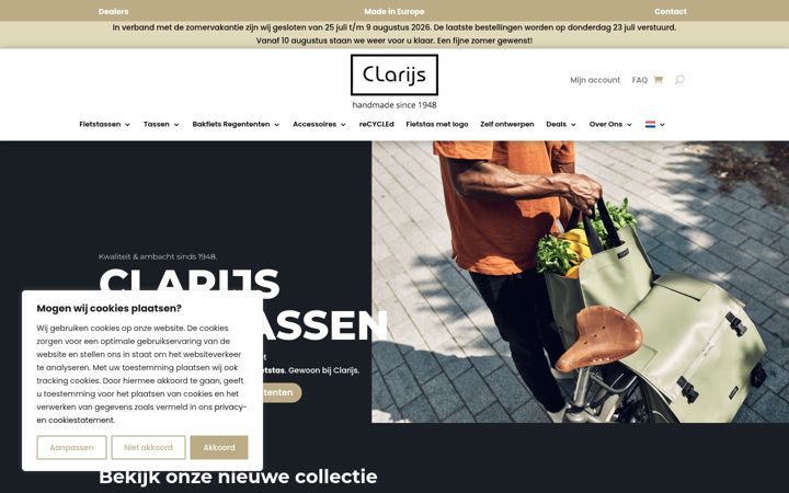 Екранна снимка на clarijs-fietstassen.nl