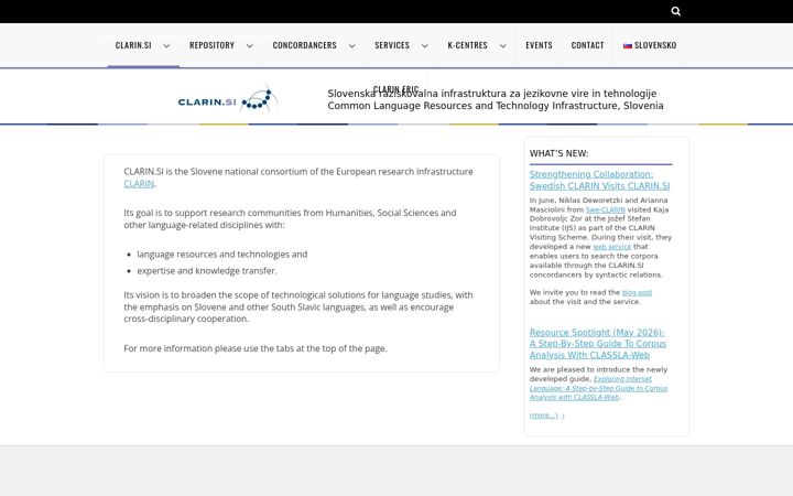 Screenshot von clarin.si