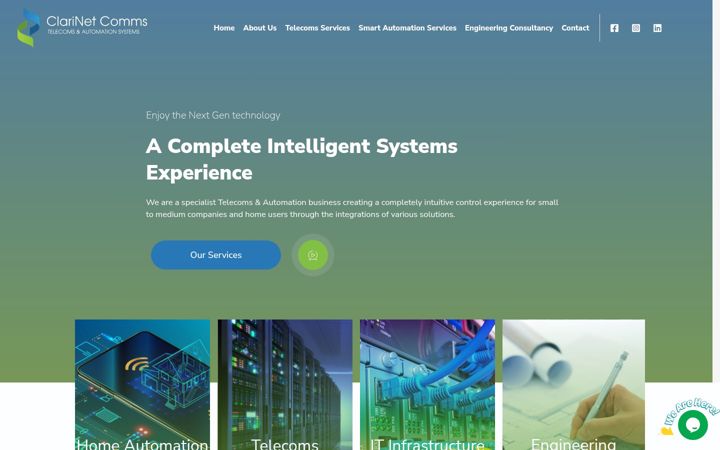 Screenshot of clarinetcomms.com