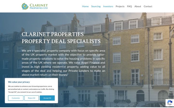 Screenshot of clarinetproperties.co.uk