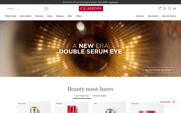 Screenshot of clarins.ca