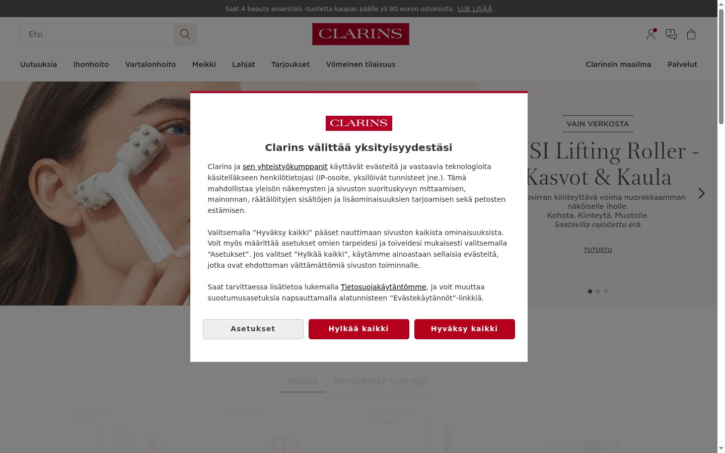 Snímek obrazovky baneru souhlasu zobrazeného před jakoukoli interakcí
