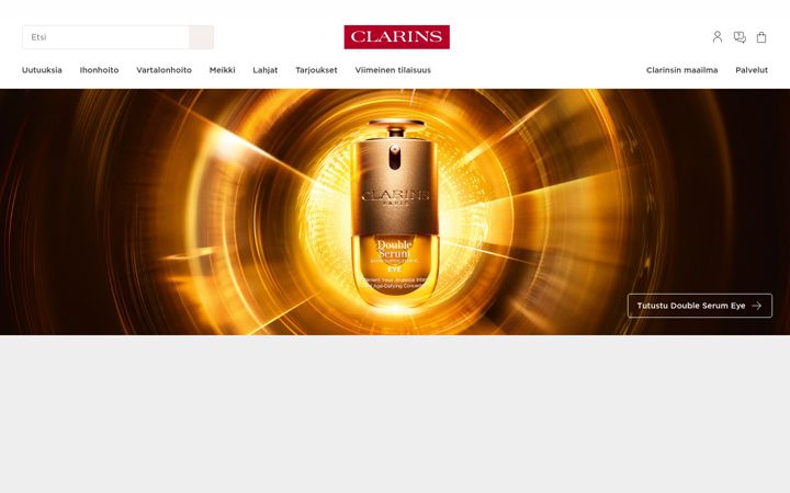 Screenshot von clarins.fi