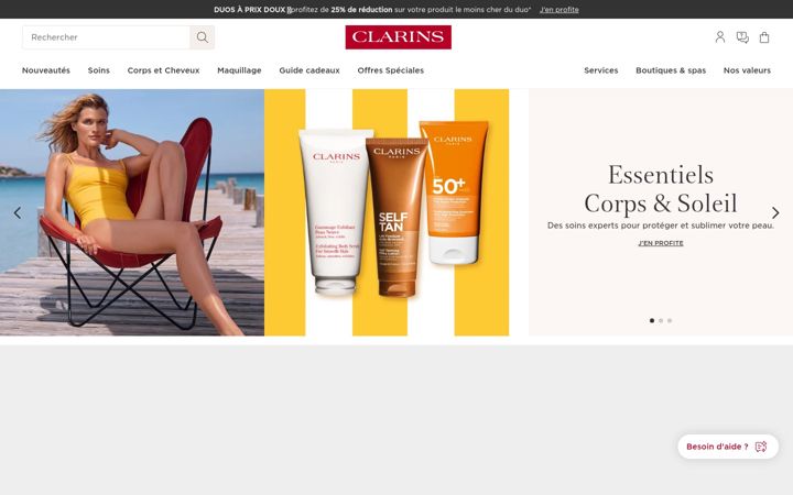 Screenshot of clarins.fr