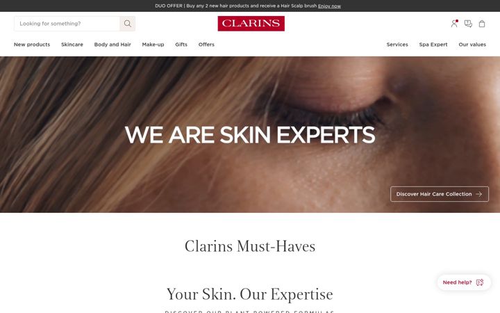 Skjermbilde av clarins.ie
