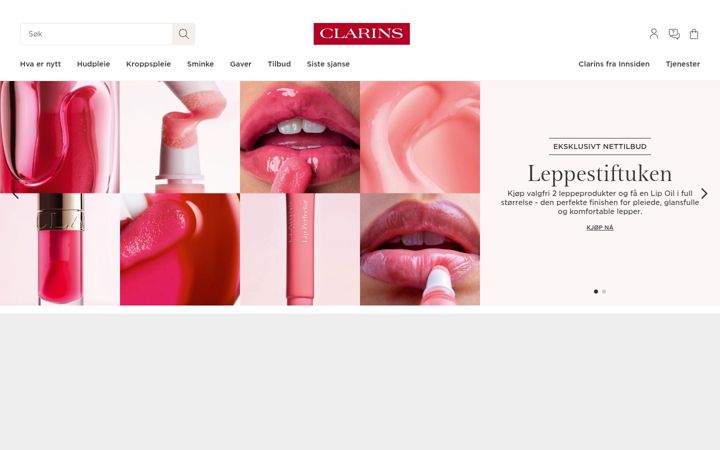 Screenshot of clarins.no