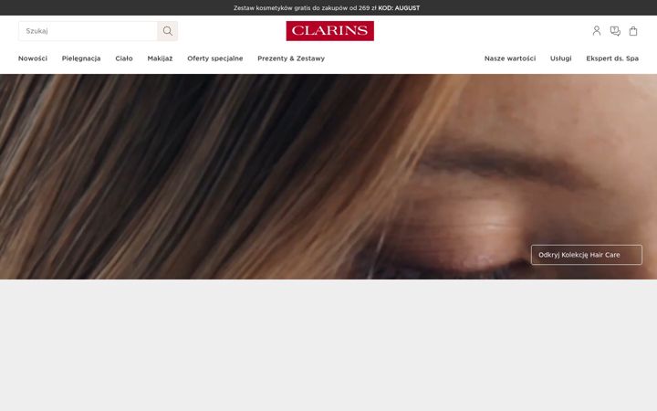 Screenshot stránky clarins.pl