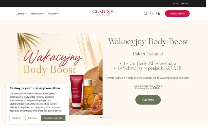 Screenshot stránky clarinsbeautyspa.pl