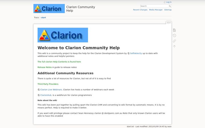 Screenshot of clarion.help
