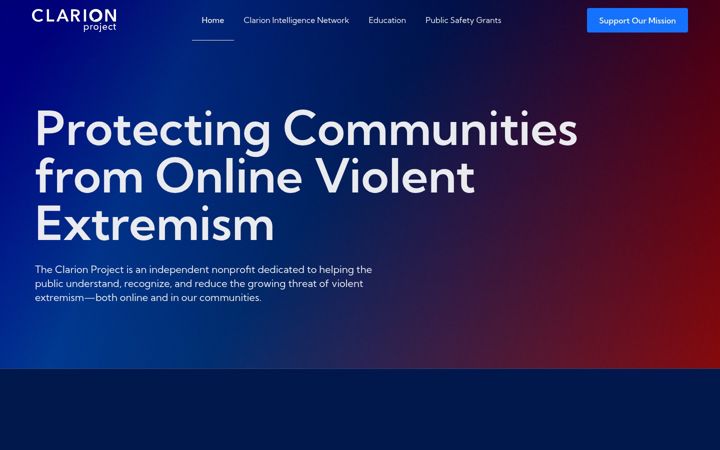 Screenshot of clarionproject.org