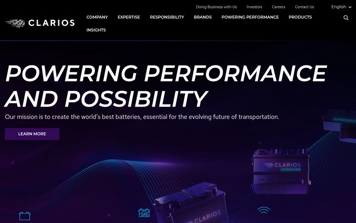 Screenshot of clarios.com