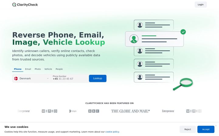 Screenshot of claritycheck.com