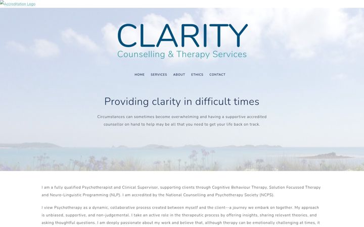 Screenshot of claritycounsellingservice.co.uk