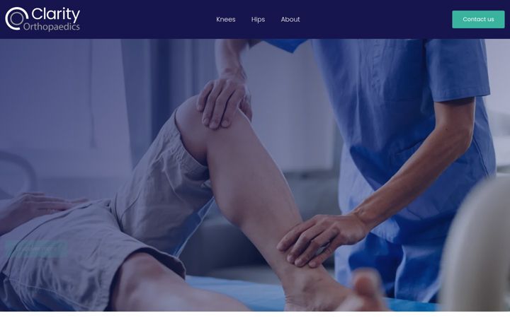 Screenshot of clarityorthopaedics.co.uk