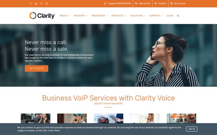 Screenshot of clarityvoice.com