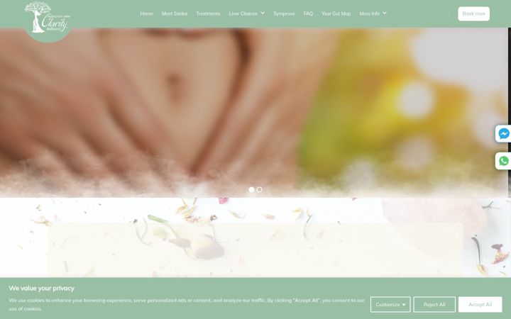 Snímek obrazovky claritywellbeing.co.uk