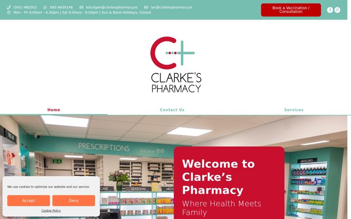 Skjermbilde av clarkespharmacy.ie
