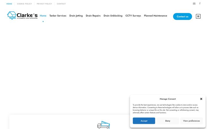 Screenshot of clarkesplumbinganddrainage.co.uk