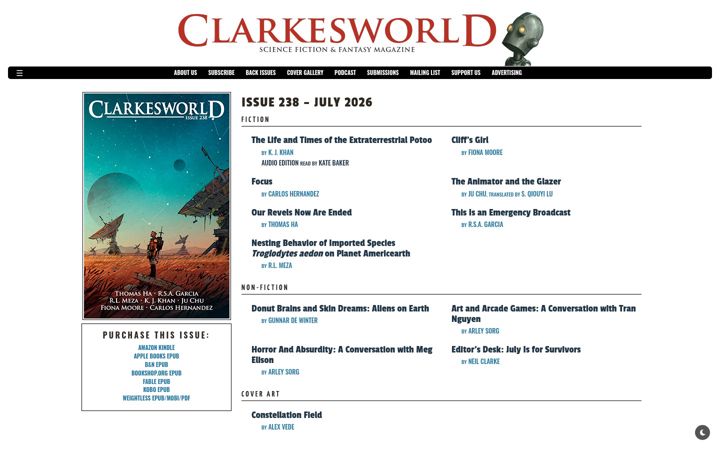 Screenshot of clarkesworldmagazine.com