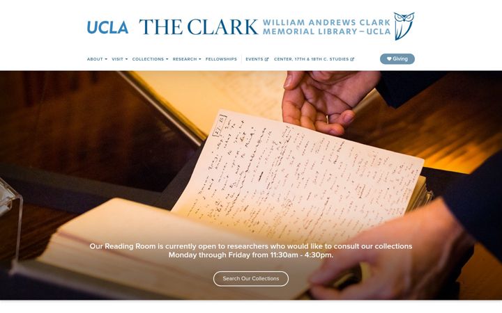 Screenshot von clarklibrary.ucla.edu