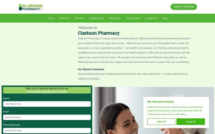 Screenshot of clarksonpharmacy.com