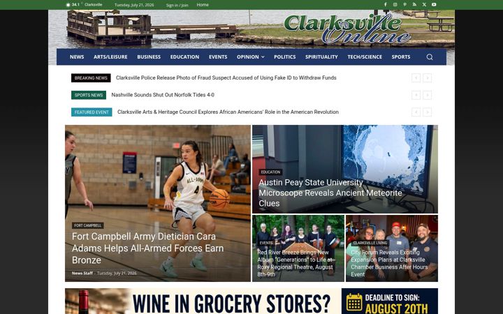 Screenshot of clarksvilleonline.com