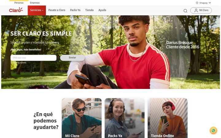 Screenshot of claro.com.uy