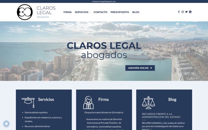 Screenshot of claroslegalabogados.com