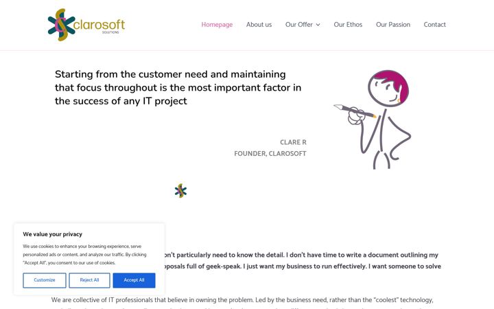 Screenshot of clarosoft.co.uk