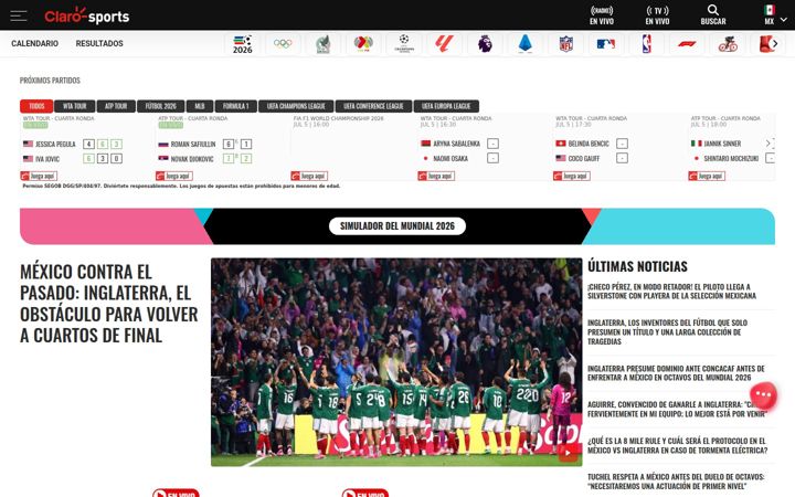 Screenshot di clarosports.com