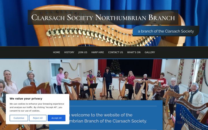 Screenshot του clarsachnorthumbria.co.uk