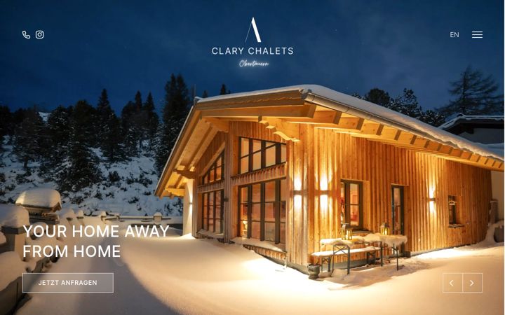 Screenshot of clarychalets.com