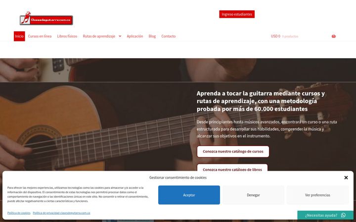Screenshot ta' clasesdeguitarra.com.co