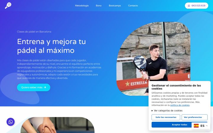 Screenshot of clasespadelbarcelona.com