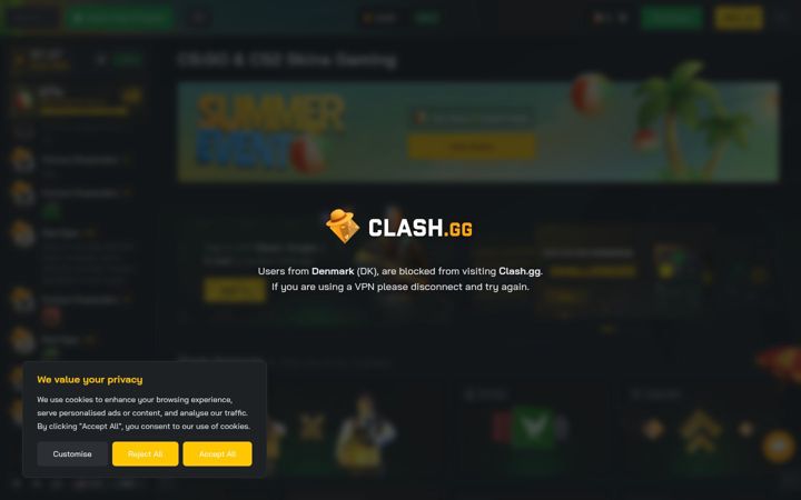 Posnetek zaslona clash.gg