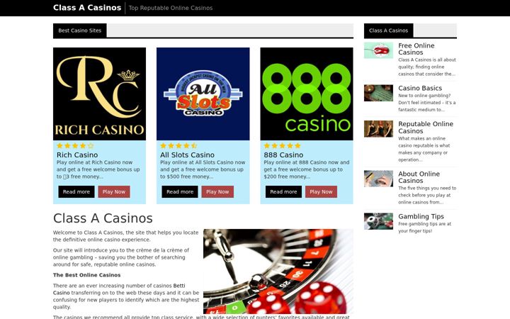 Screenshot of classacasinos.com