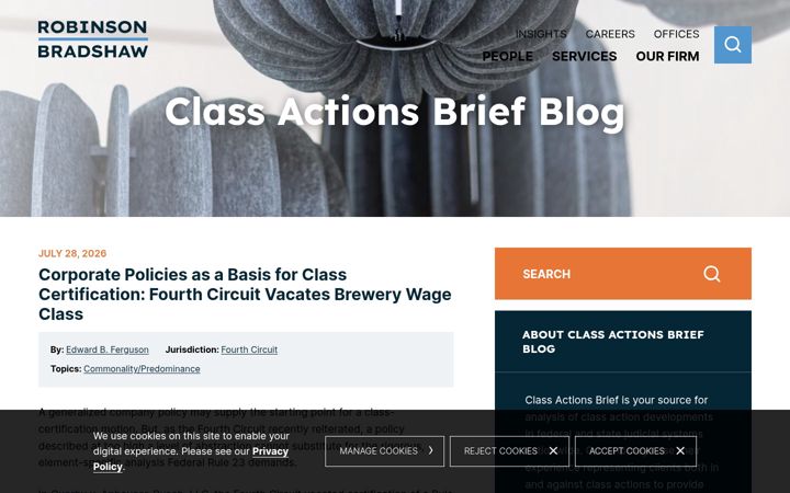 Screenshot of classactionsbrief.com