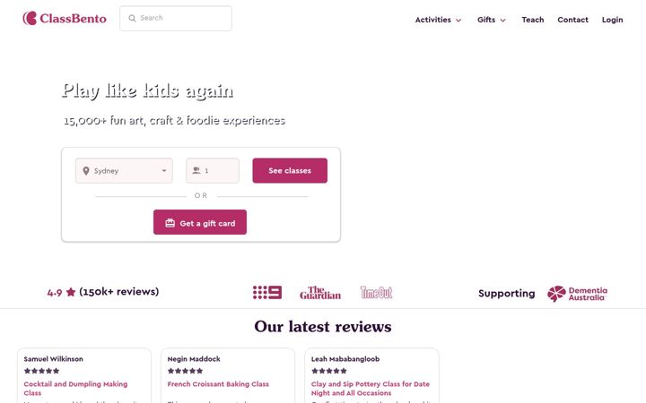 Screenshot of classbento.com.au