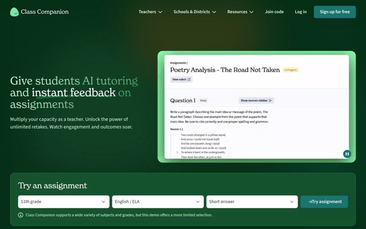 Screenshot of classcompanion.com