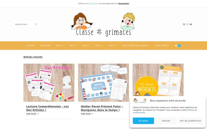 Zrzut ekranu classeetgrimaces.fr