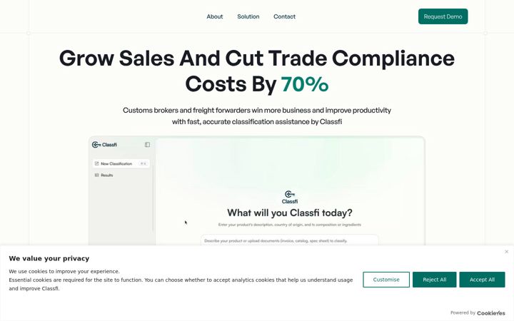 Screenshot of classfi.ai