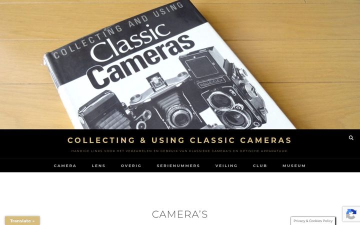 Екранна снимка на classic-cameras.nl